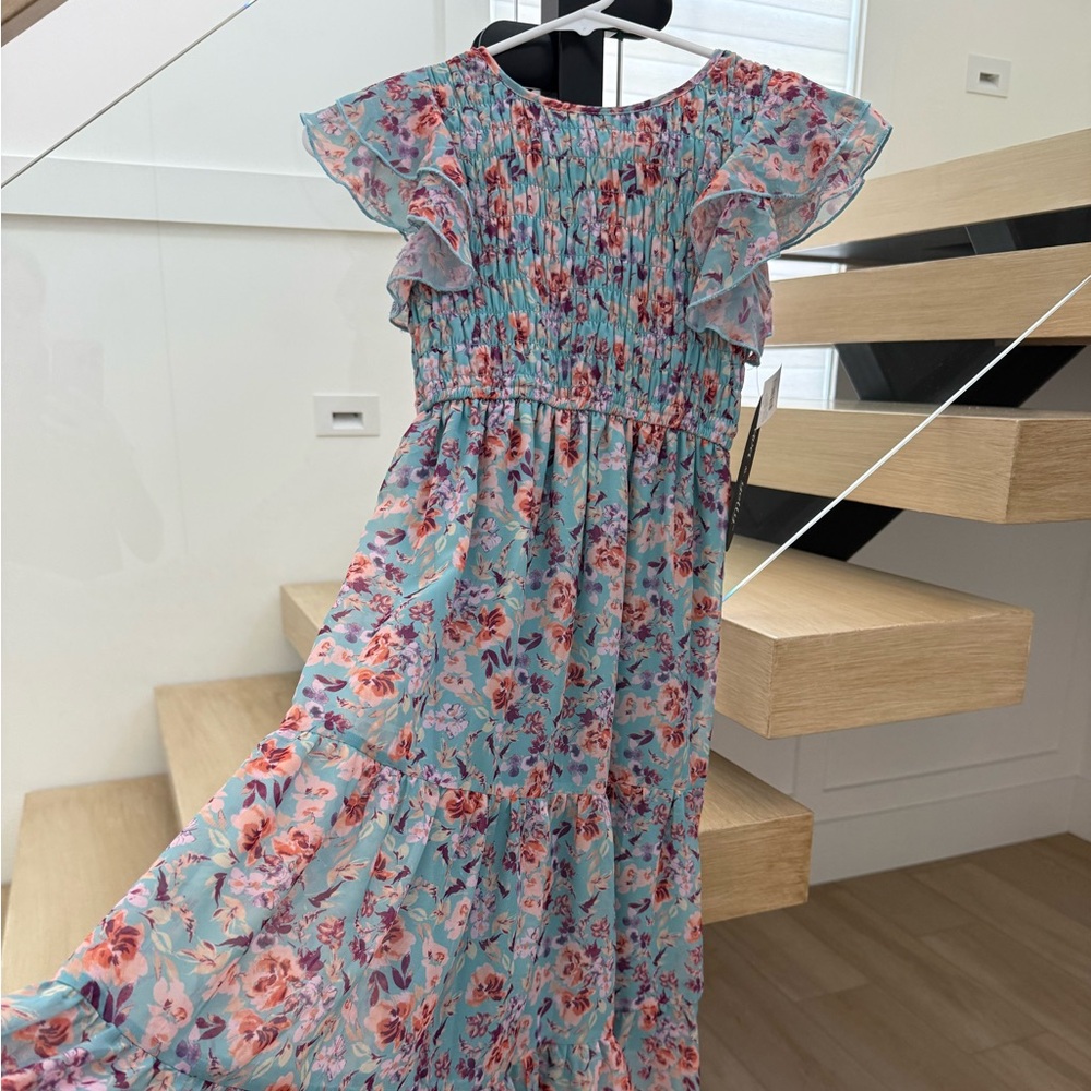 NWT Floral Kids Long Dress with Ruffles